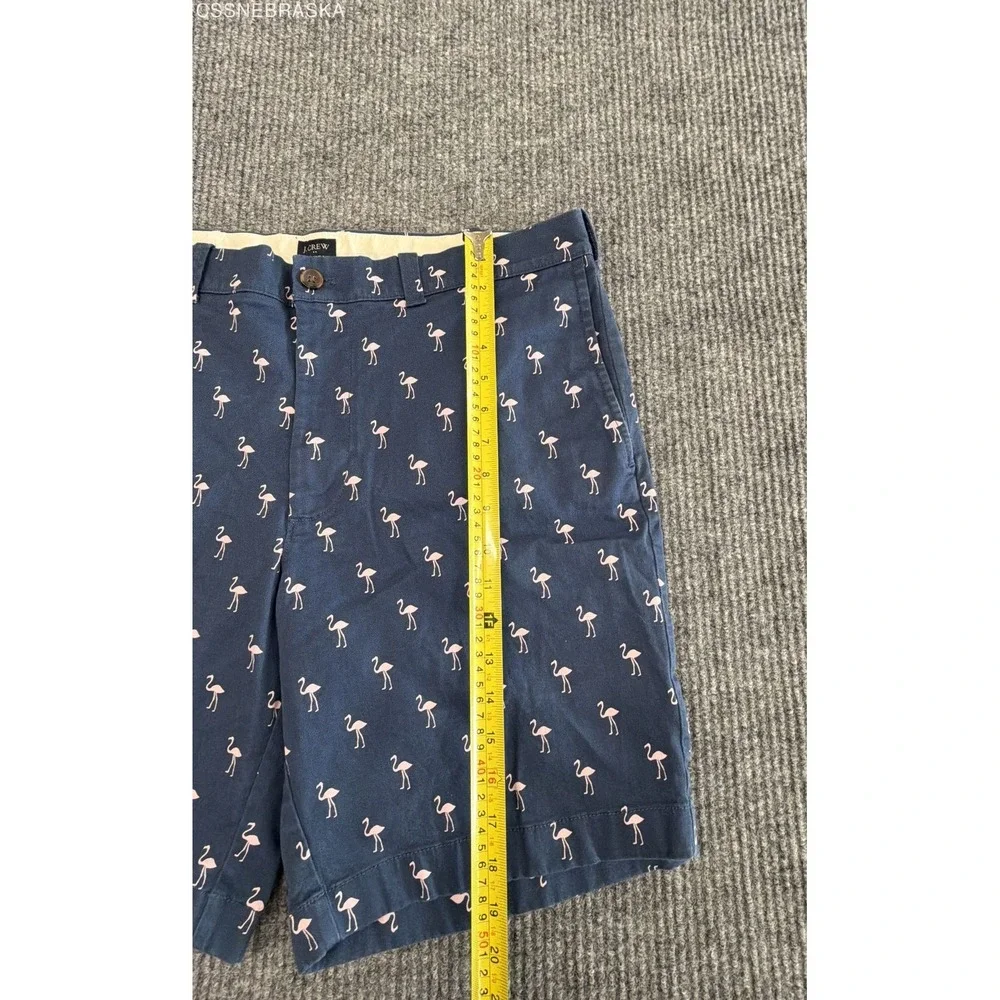 J.Crew Men's Navy Blue Flamingo Print Chino Shorts 9